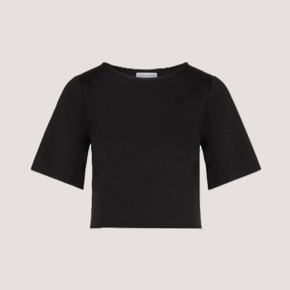 COPY - Ripley Rader Ponte Knit Black Cropped Top SZ L (4)